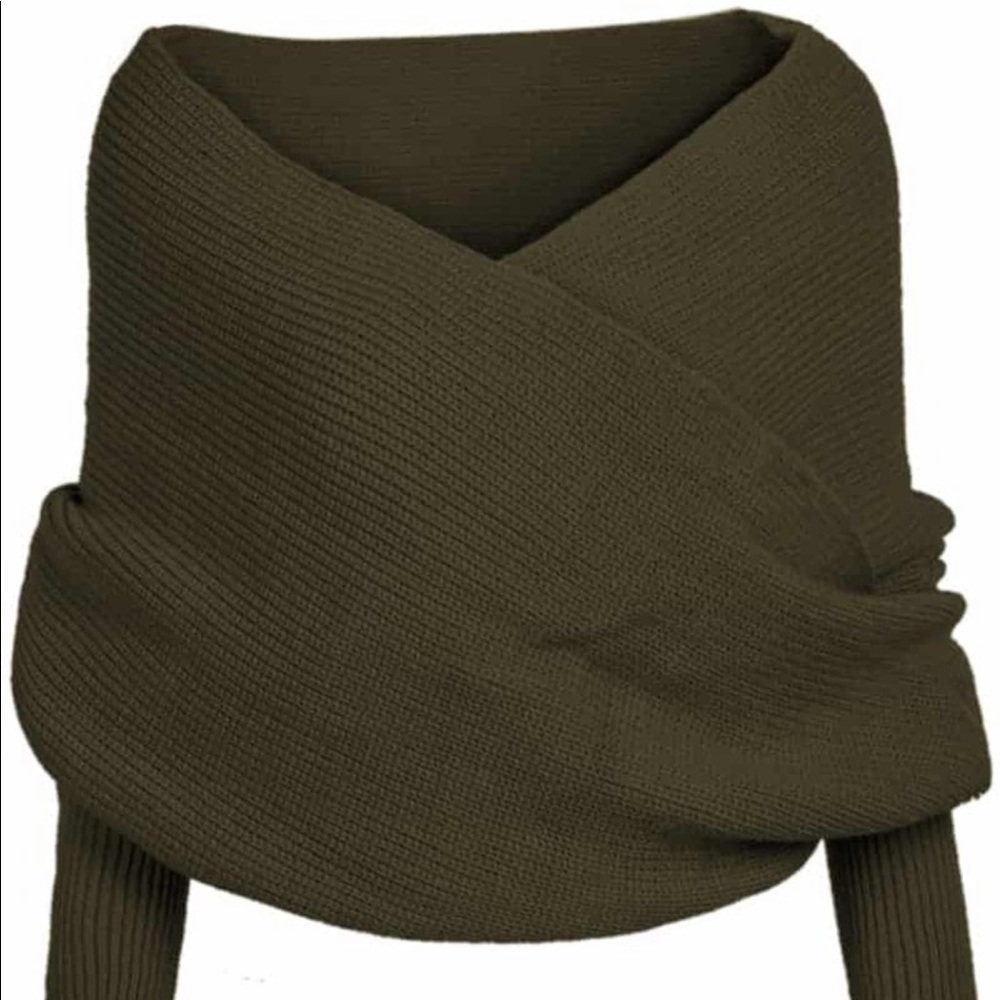 Green wrap sweater
